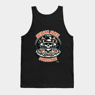 Sicilian Slice Syndicate: A Pizza Lover - The Mushroom Capriciosa Mafioso! - Funny Retro Vintage Style Tank Top